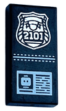 Tile 1 x 2 with Silver Police Badge with '2101' and ID Pattern