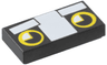 Tile 1 x 2 with Cat Face with White Eyebrows and Nose and Black and Yellow Eyes Pattern (Christmas Cat Eyes)