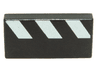 Tile 1 x 2 with White Diagonal Partial Stripes Pattern