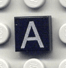 Tile 1 x 1 with Silver Capital Letter A Pattern