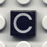 Tile 1 x 1 with Silver Capital Letter C Pattern