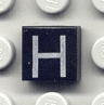 Tile 1 x 1 with Silver Capital Letter H Pattern