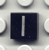 Tile 1 x 1 with Silver Capital Letter I Pattern