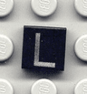 Tile 1 x 1 with Silver Capital Letter L Pattern