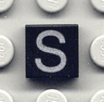 Tile 1 x 1 with Silver Capital Letter S Pattern