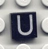 Tile 1 x 1 with Silver Capital Letter U Pattern