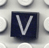 Tile 1 x 1 with Silver Capital Letter V Pattern