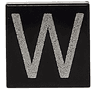 Tile 1 x 1 with Silver Capital Letter W Pattern