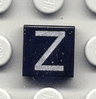 Tile 1 x 1 with Silver Capital Letter Z Pattern
