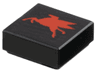 Tile 1 x 1 with Red Mobil Pegasus Logo Pattern Model Left Side
