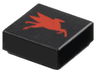Tile 1 x 1 with Red Mobil Pegasus Logo Pattern Model Right Side