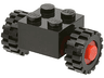 Brick, Modified 2 x 2 with Red Wheels for Single Tire with Black Tires 15mm D. x 6mm Offset Tread Small (3137c01 / 3641)