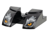Wedge 3 x 3 Curved with Cutout with Orange Wolf Eyes, Dark Bluish Gray and Light Bluish Gray Fur Pattern