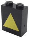Brick 1 x 2 x 2 with Inside Axle Holder with Train Decoupler Yellow Pattern