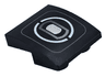 Slope, Curved 2 x 2 x 2/3 Inverted with Thin Dark Bluish Gray Rounded Square, White Split Circle, and Silver Headlight Pattern