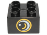 Duplo, Brick 2 x 2 with Eye with Gold Outline and White Spot and Curve Pattern on Two Sides