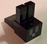Creature Head Pixelated with Long Ears with Dark Bluish Gray Auricles, Light Bluish Gray Eyes, and Bright Pink Nose Pattern (Minecraft Rabbit)
