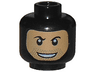 Minifigure, Head Balaclava with Nougat Face, Black Eyebrows, Stubble, and Open Mouth Smile with Teeth Pattern