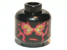 Minifigure, Head Neon Green Bushy Eyebrows and Eyes, Dark Red and Metallic Magenta Crystals Earth Energy, Angry Frown Pattern