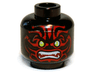 Minifigure, Head Alien with Lime Eyes, White Fangs, Red Face Decorations and Dark Red Mouth Pattern