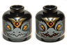 Minifigure, Head Dual Sided Alien Chima Raven with Beak and Gold Crown, Wide Eyes / Narrow Eyes Pattern (Rawzom)