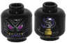 Minifigure, Head Alien with Magenta Eyes, Dark Purple Grin with Sharp Teeth, and Gold Vertebra on Back Pattern