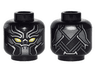 Minifigure, Head Mask with White and Yellow Eye Holes, Dark Silver Armor Plates, Dark Bluish Gray and Silver Trim Pattern