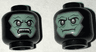Minifigure, Head Dual Sided Alien Balaclava with Sand Green Skin, Dark Gray Eyes, Neutral / Angry Open Mouth with Teeth Pattern