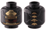 Minifigure, Head Alien Large Red Open Mouth with Gold Sharp Teeth, Scales on Back Pattern