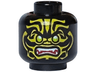 Minifigure, Head Alien with Lime Eyes, White Fangs, Yellow Face Decorations and Dark Red Mouth Pattern