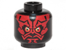 Minifigure, Head Alien with SW Darth Maul, Red Face, Eyes with Pupils, Neutral Pattern