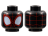 Minifigure, Head Alien with Spider-Man Red Webbing, Large White Eyes with Light Bluish Gray Edges and Red Borders Pattern