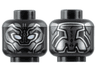 Minifigure, Head Mask with White Eye Holes, Dark Silver Armor Plates, Dark Bluish Gray and Silver Trim Pattern