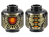 Minifigure, Head Alien Robot with Gold Armor Plates and Large Red and Orange Eye Pattern