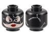 Minifigure, Head Female Balaclava, White Stitching, Light Nougat Face, Red Lips Pattern
