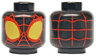 Minifigure, Head Alien with Spider-Man Red Webbing, Large Gold Eyes with Red Borders Pattern