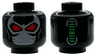 Minifigure, Head Alien with Wrestler Mask, Light Bluish Gray with Large Red Eyes, Bright Green Hose on Back Pattern