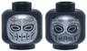 Minifigure, Head Dual Sided Alien HP Death Eater with Silver Face with Copper Filigree and Angled Eyes / Dark Silver Face with Silver Markings and Oval Eyes Pattern