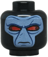 Minifigure, Head Alien with SW Duros Sand Blue Face, Dark Blue Facial Lines, Large Red Eyes, Frown Pattern