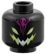 Minifigure, Head Magenta Forehead Tattoo, Yellowish Green and Lime Eye Slits and Jagged Mouth Pattern