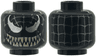 Minifigure, Head Alien Large Silver Eyes, Dark Silver Webbing, Dark Red Corners of the Mouth, Wide Smile with Tan Sharp Teeth Pattern