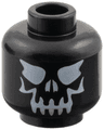 Minifigure, Head Skull Evil with Eyebrows, White Print Pattern