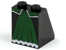 Slope 65 2 x 2 x 2 with Bottom Tube with Minifigure Dress / Skirt / Robe, Dark Green Panel with White Trim Pattern