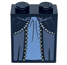 Slope 65 2 x 2 x 2 with Bottom Tube with Minifigure Dress / Skirt / Robe, Layered with Bright Light Blue and Sand Blue Panels Pattern