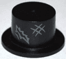 Minifigure, Headgear Hat, Top Hat with Tattered Hole and Scratches Pattern