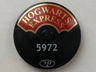 Dish 4 x 4 Inverted (Radar) with Solid Stud with Gold 'HOGWARTS EXPRESS' on Red Background, Small White '5972' and '10' in Oval Pattern