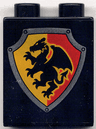 Duplo, Brick 1 x 2 x 2 with Shield - Dragon with Yellow and Red Background Pattern