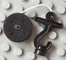 Duplo Winch Drum Narrow with White String and Black Thick Hook Fixed with Stud Holder and Horizontal Bar