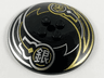 Dish 6 x 6 Inverted (Radar) - Solid Studs with Silver and Gold Lines and Chinese Logogram '銀' and '金' (Silver, Gold) Pattern