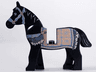 Horse with Black and White Eyes, White Pupils and Sand Blue and Gold Bridle and Persian Blanket Pattern (Prince of Persia Aksh)